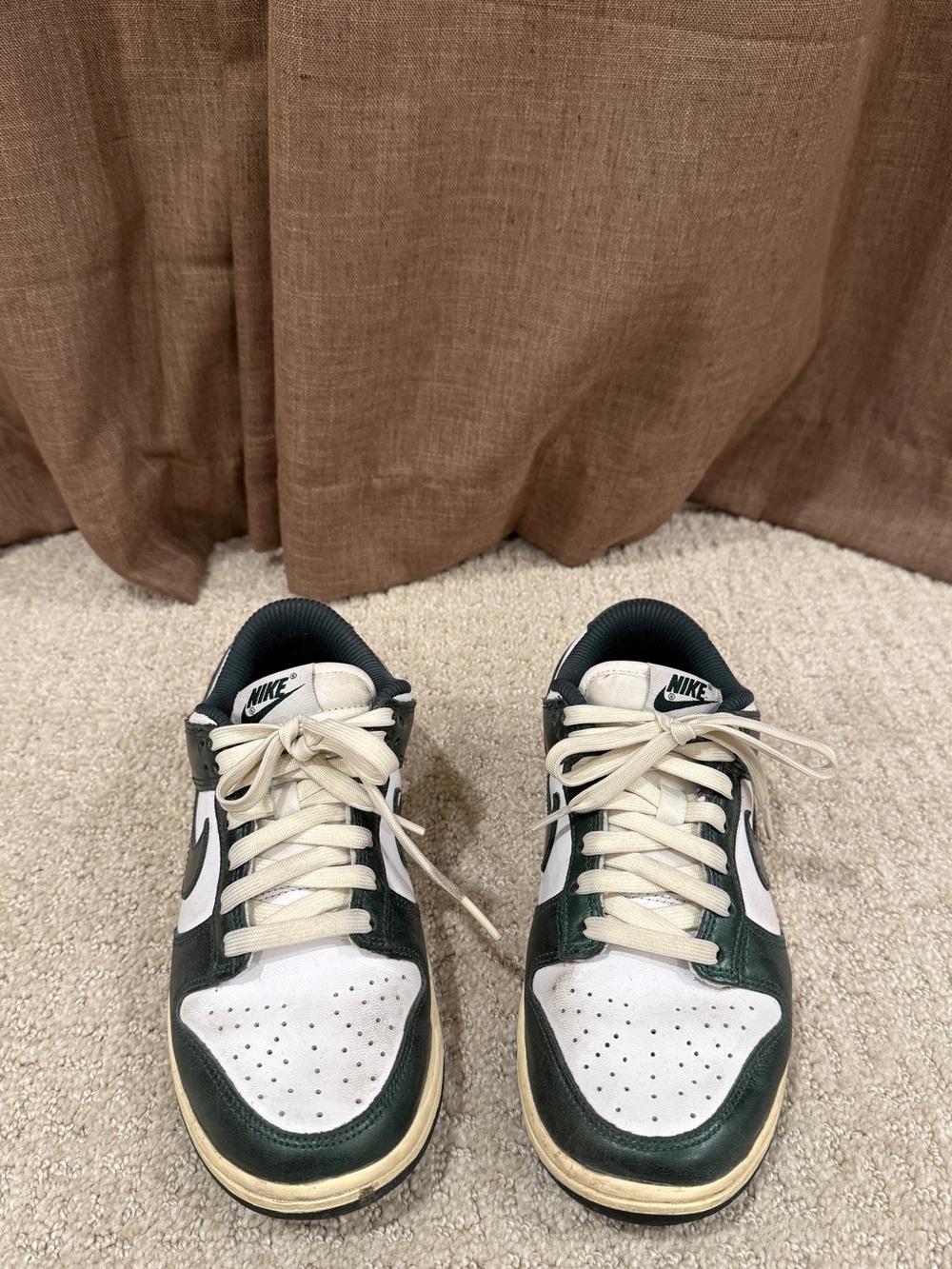 Nike Dunk Low Vintage Green White Sail Custom Cream Laces Unisex Low Top 6.5